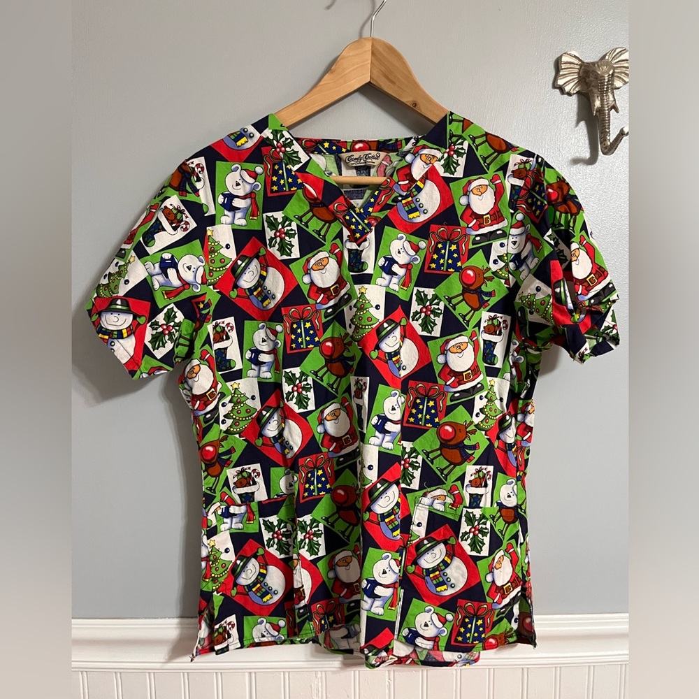 Santa/Christmas Theme Scrub Top
